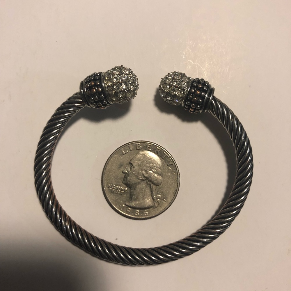 Silver/With Round Rhinestone Bangle, Resembles Dy - image 2